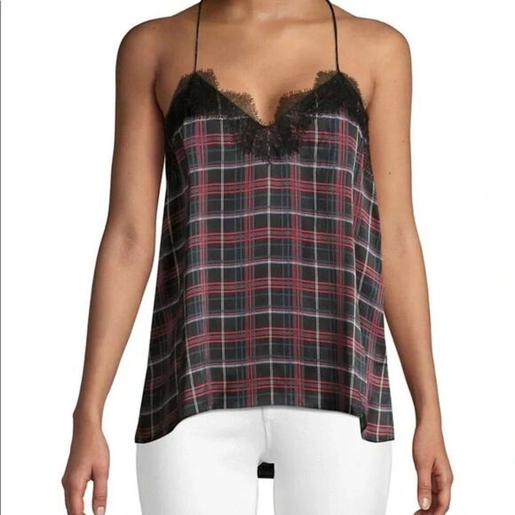 Cami NYC The Racer Silk Camisole in Plaid Size M - Picture 1 of 6